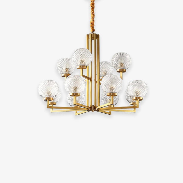 Ribbed glass brass chandelier 9