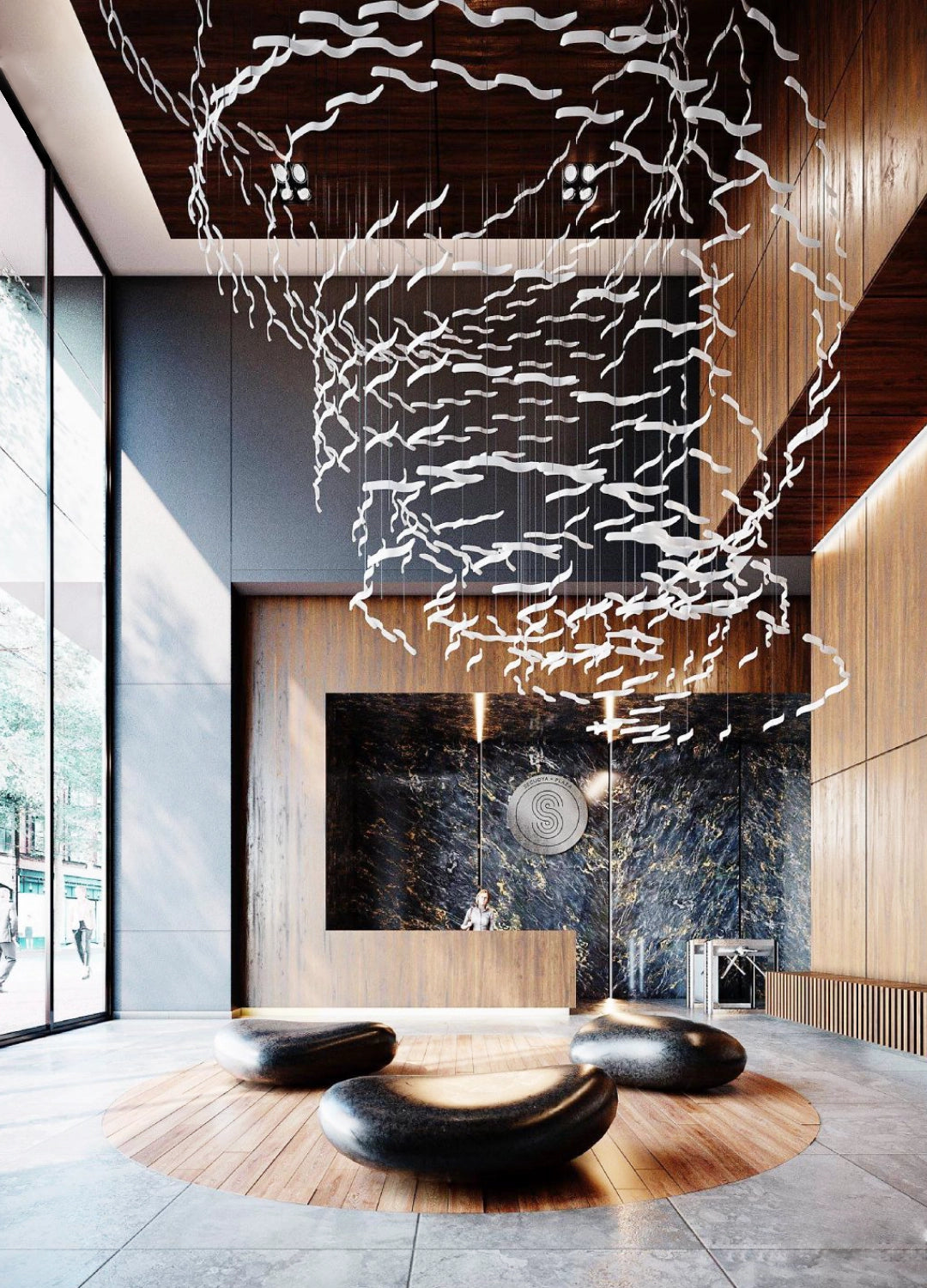 Ribbons_Chandelier_decorates_a_modern_villa