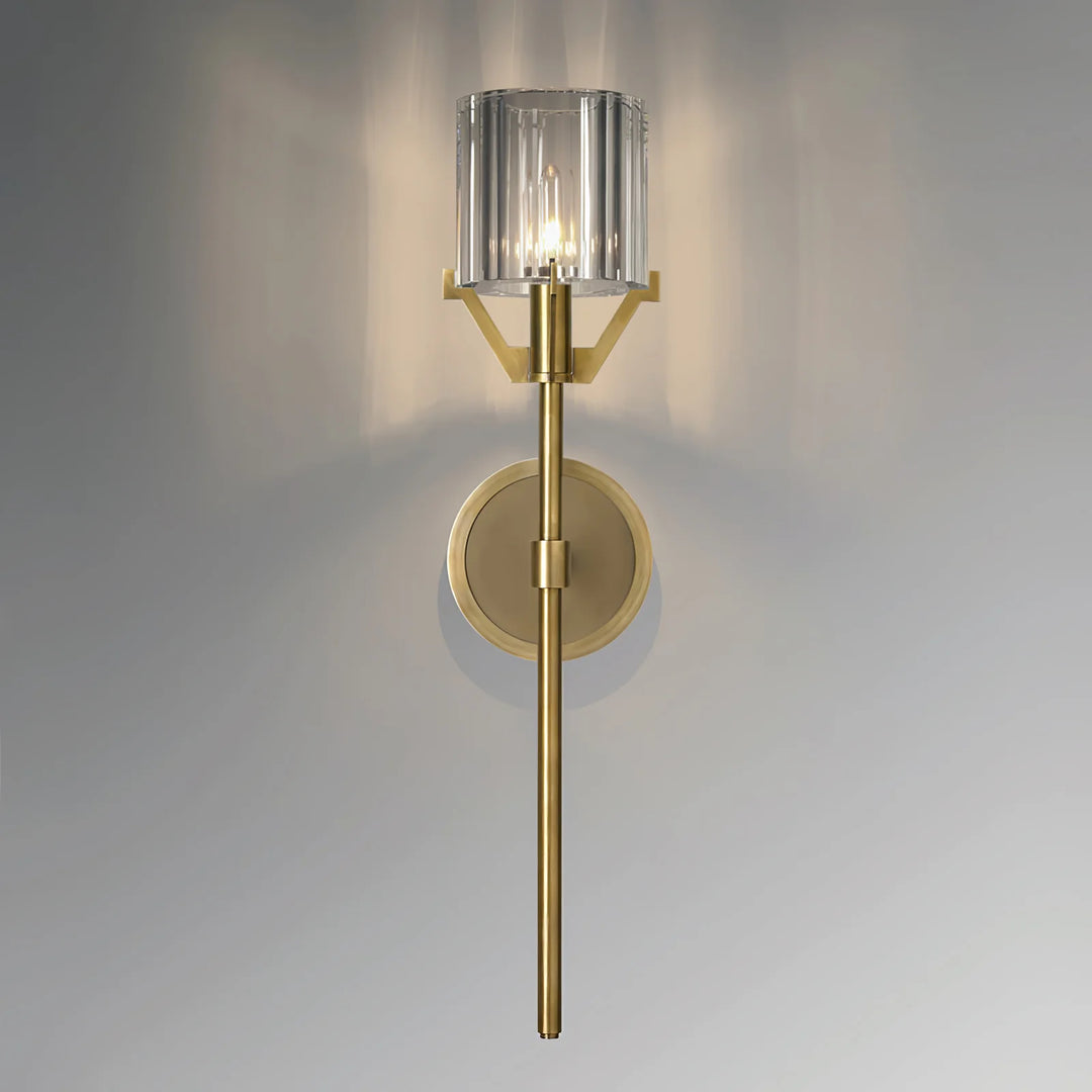 Scepter Brass Crystal Wall Sconce Smoke gray