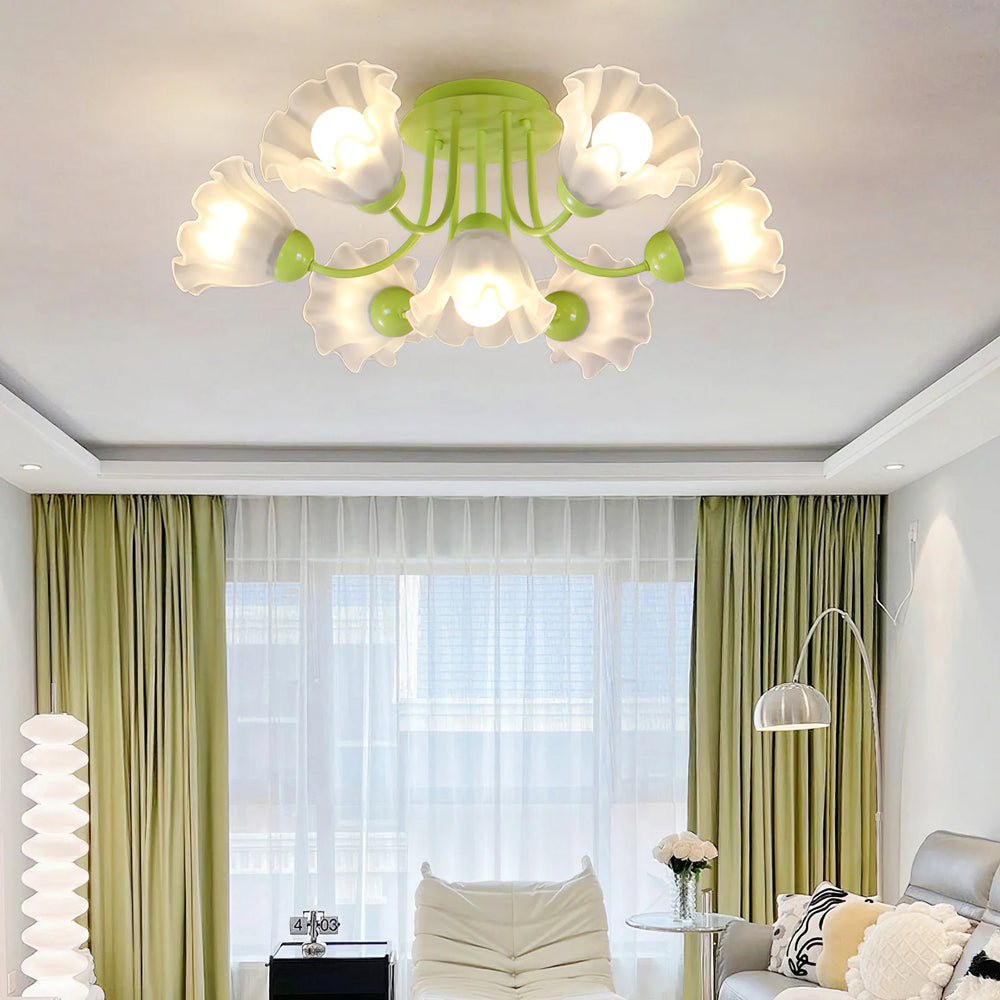 Sculpted Floral Ceiling Lamp in apartment