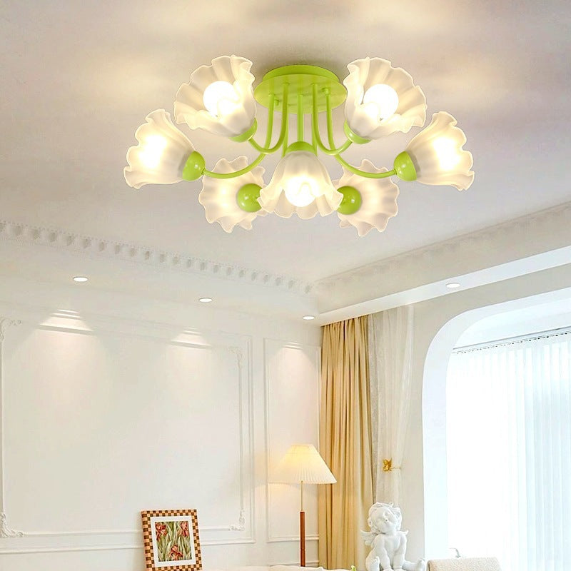 Sculpted Floral Ceiling Lamp in lounge