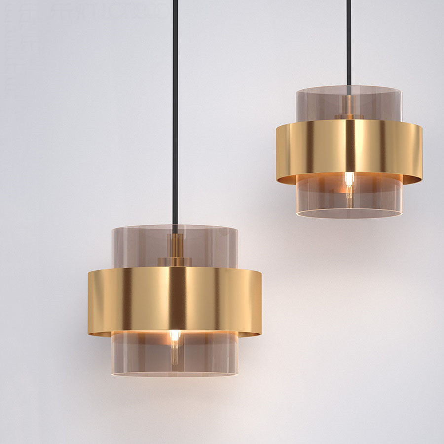 Smoked Glass & Brass Pendant Light