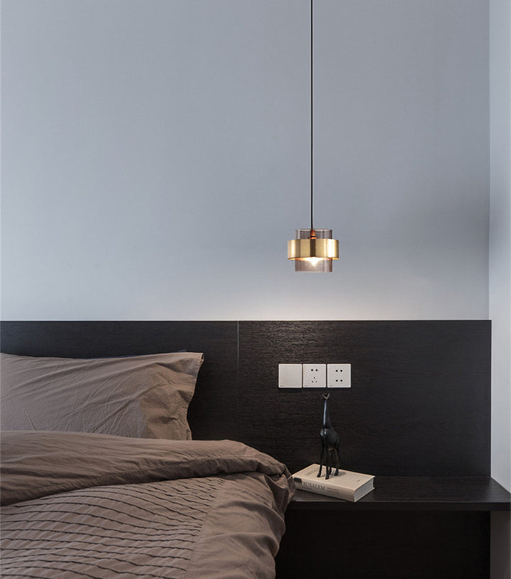 Smoked Glass & Brass Pendant Light