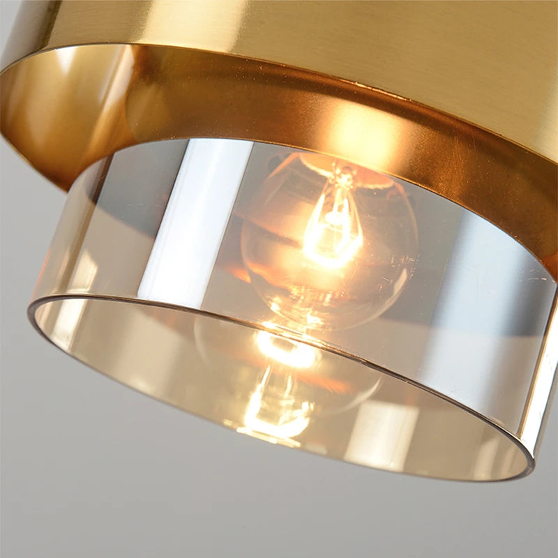 Smoked Glass & Brass Pendant Light