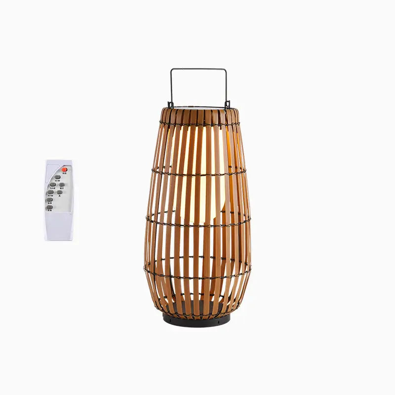 Solar‑Powered Bamboo Lantern Floor Lamp, Large