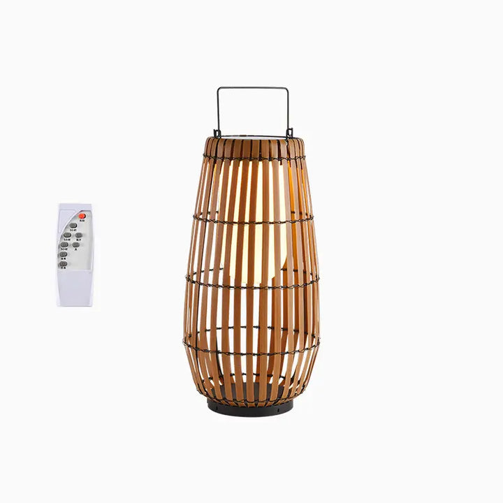 Solar‑Powered Bamboo Lantern Floor Lamp, Large