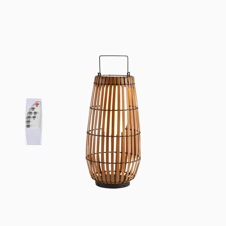 Solar‑Powered Bamboo Lantern Floor Lamp, Medium