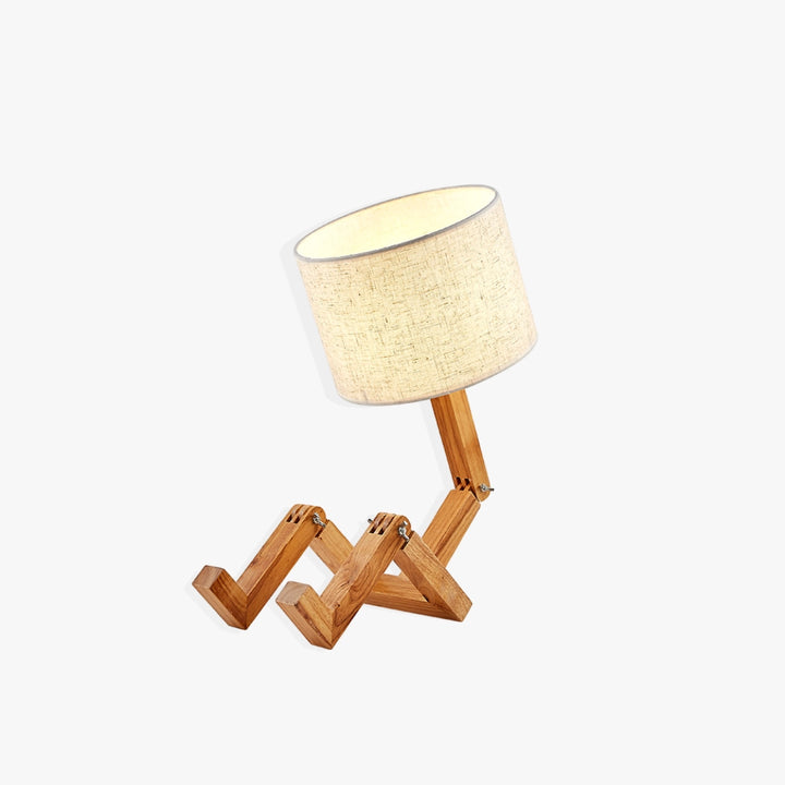 Lampe de table robot en bois massif