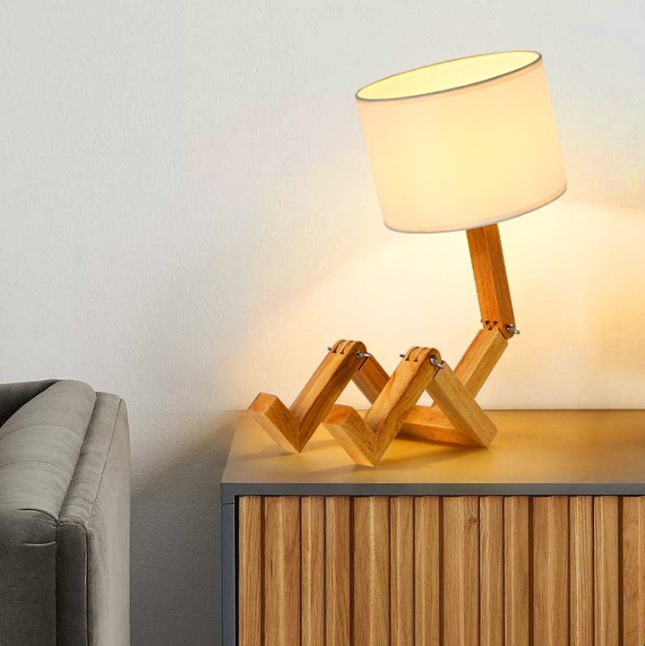 Solid Wood Robot Table Lamp 1