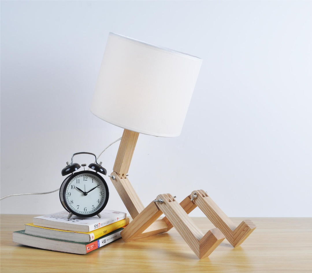 Solid Wood Robot Table Lamp 10