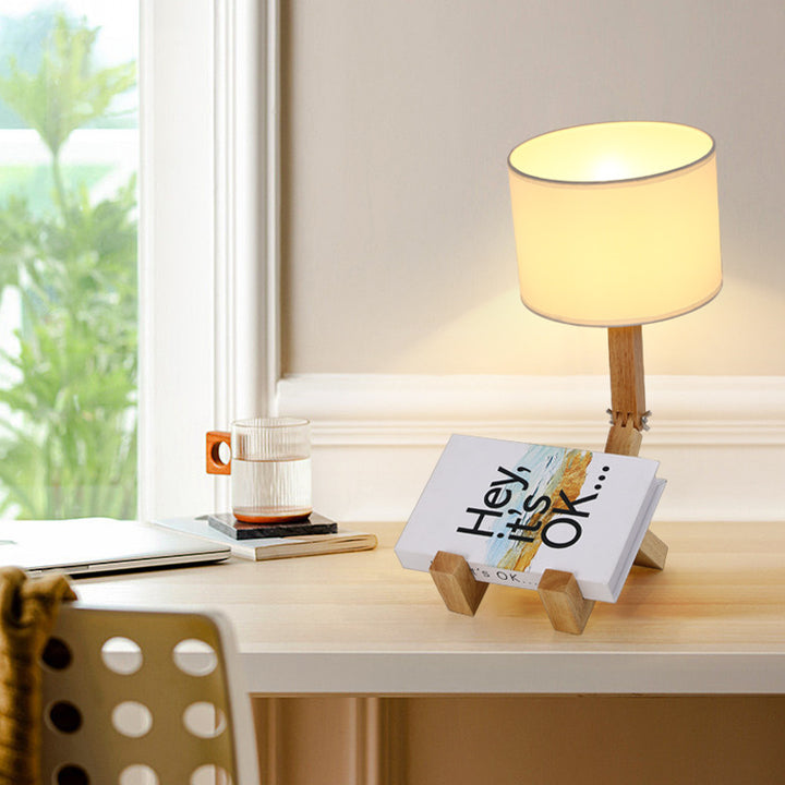 Solid Wood Robot Table Lamp 2