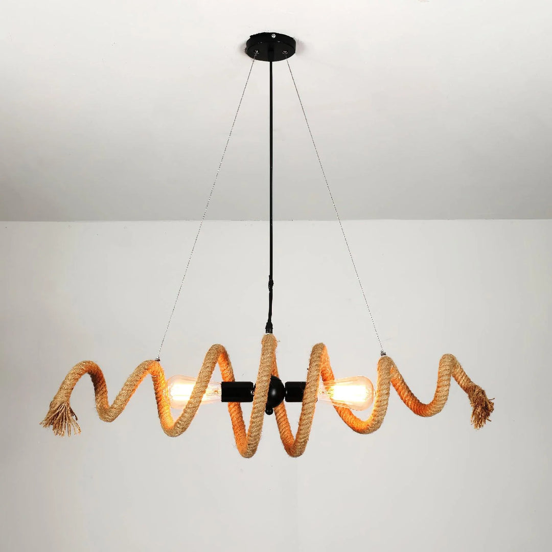 Spiral Hemp Rope Chandelier 10