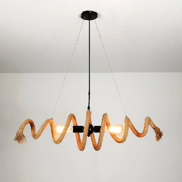 Spiral Hemp Rope Chandelier 10