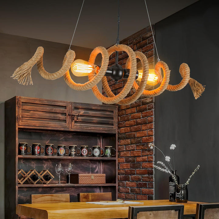 Chandeliers Rope Rectangular Spiral Hemp Rope Chandelier – Dekoorlight