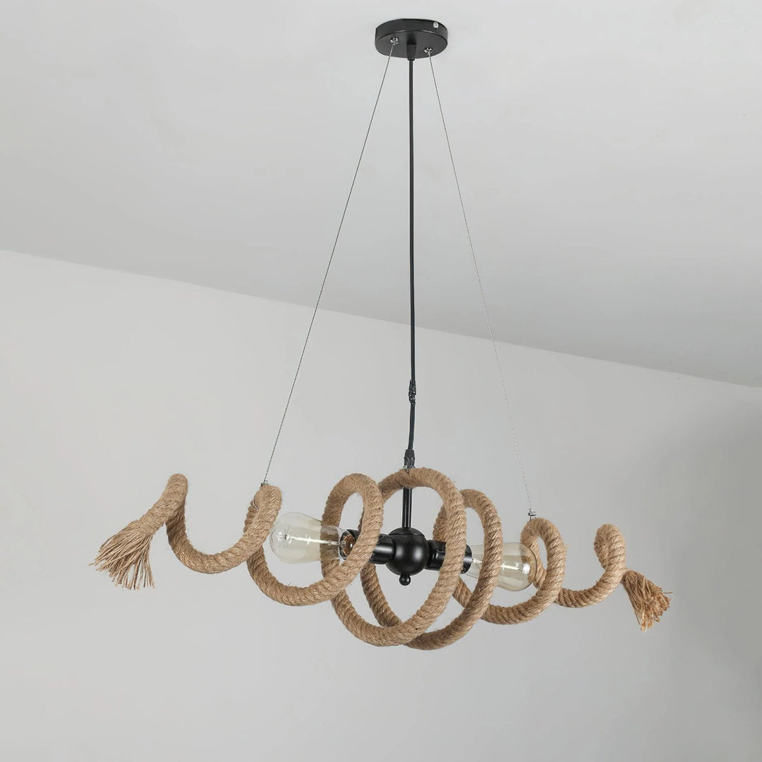 Spiral Hemp Rope Chandelier 7