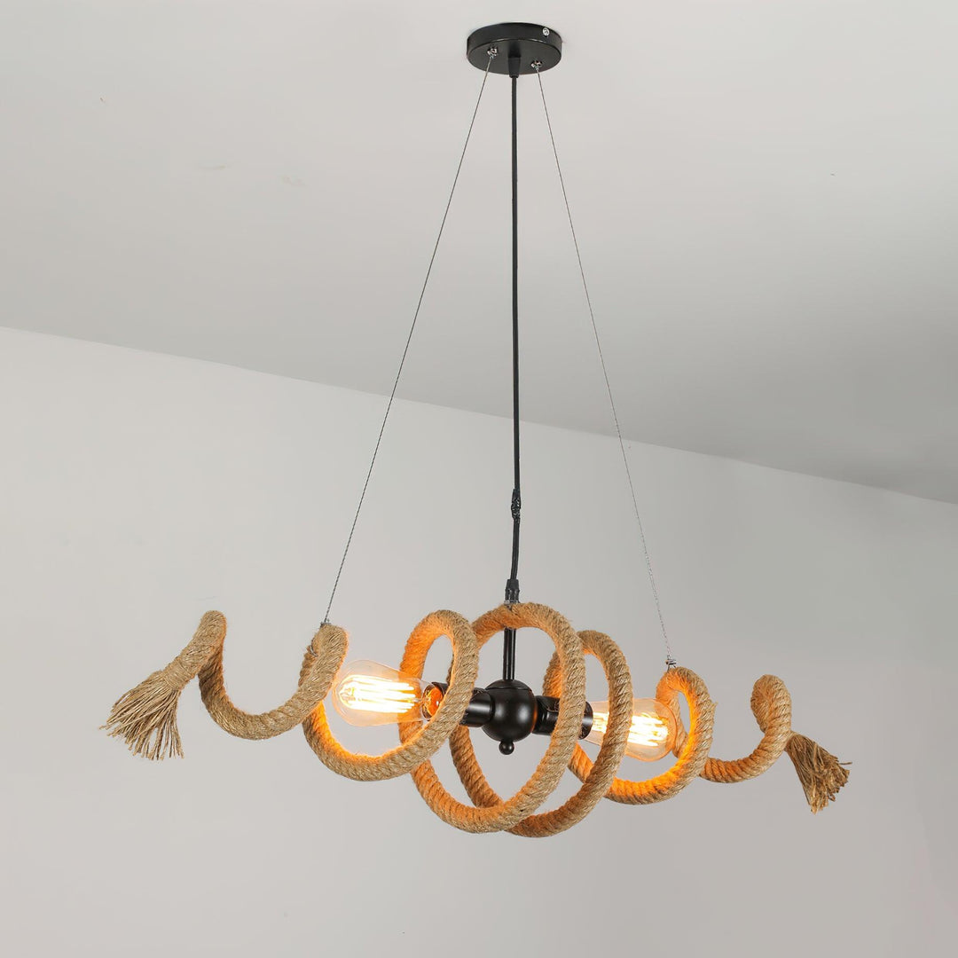 Spiral Hemp Rope Chandelier 9