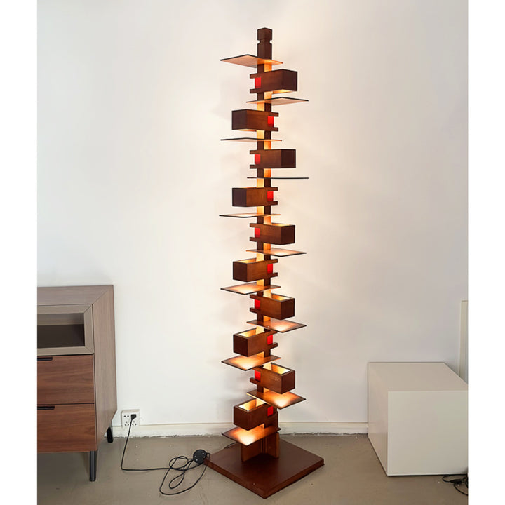 Square Wood Floor Lamp