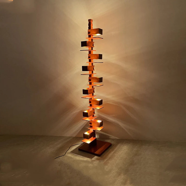 Square Wood Floor Lamp