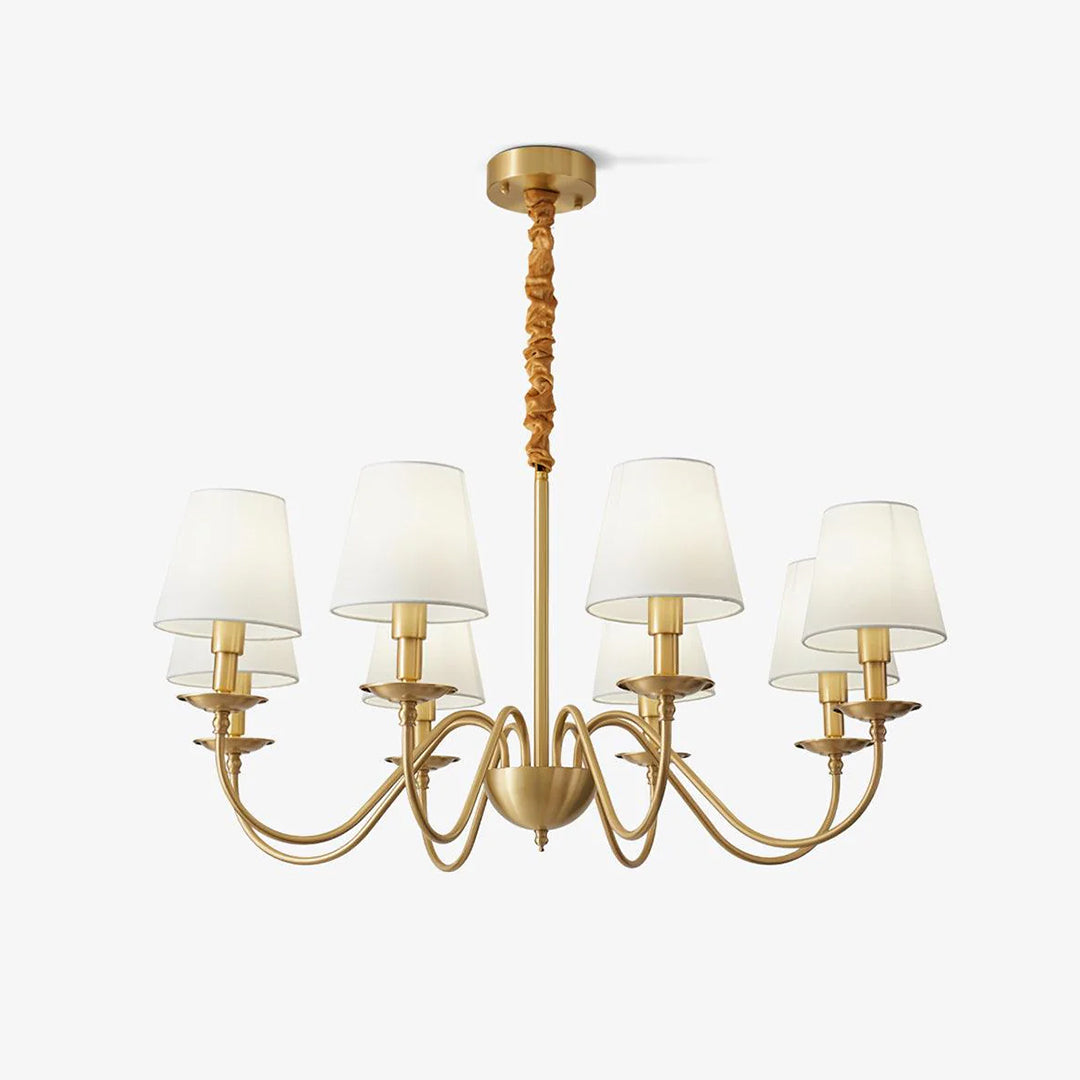 Tapered Fabric Brass Chandelier 1