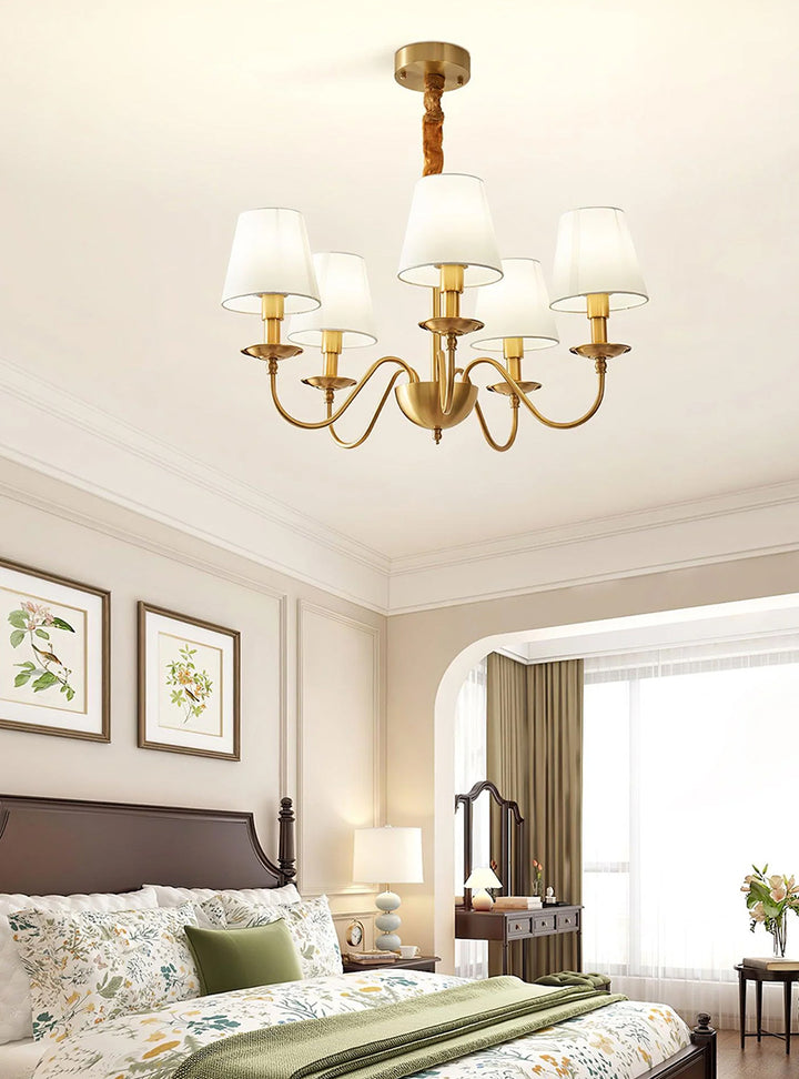 Tapered Fabric Brass Chandelier 10