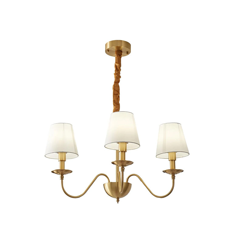 Tapered Fabric Brass Chandelier 11