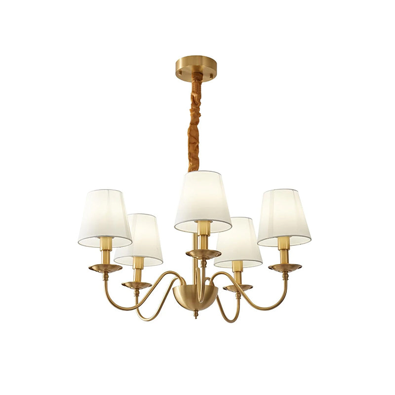 Tapered Fabric Brass Chandelier 12