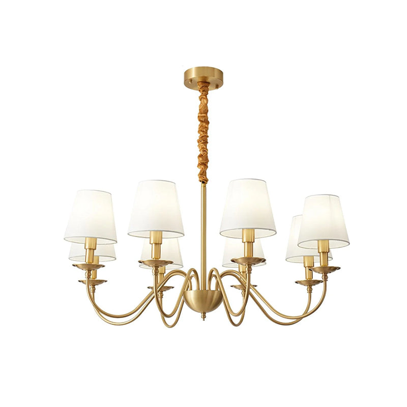 Tapered Fabric Brass Chandelier 13