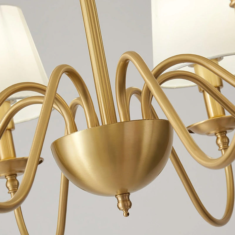 Tapered Fabric Brass Chandelier 2