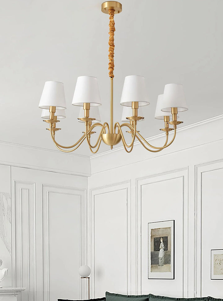 Tapered Fabric Brass Chandelier 9