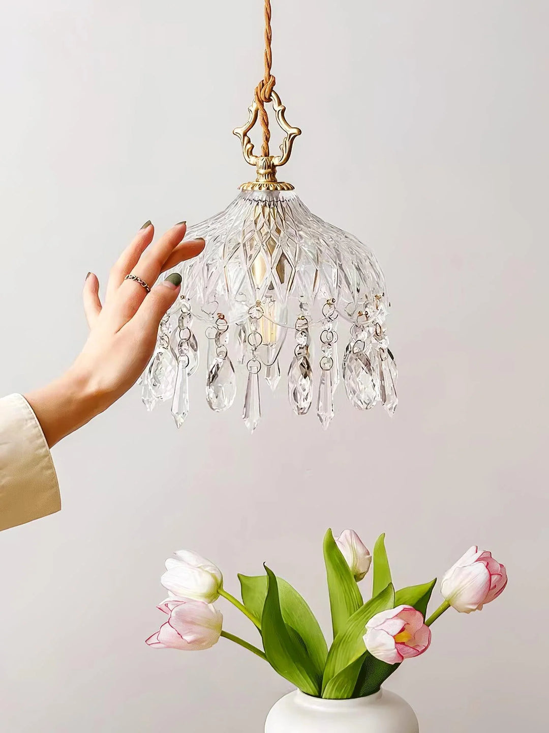Lampe Vintage en Cristal de Laiton