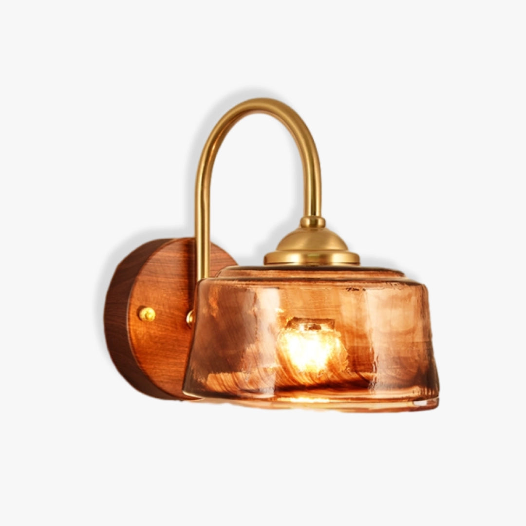 Vintage Amber Glass Wall Lamp 7