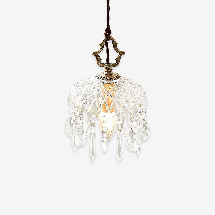 Vintage Brass Crystal Pendant Lamp