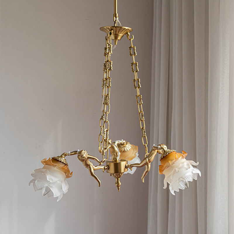 Vintage Brass Lotus Chandelier 11