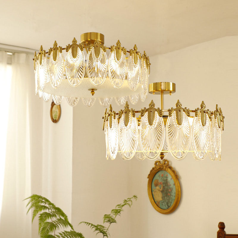 Vintage Glass Leaf Round Chandelier 3