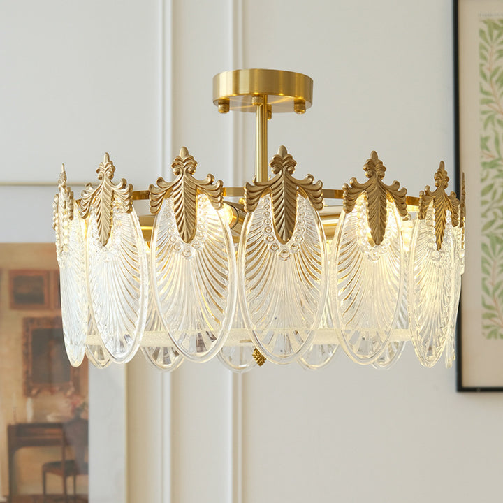 Vintage Glass Leaf Round Chandelier 5