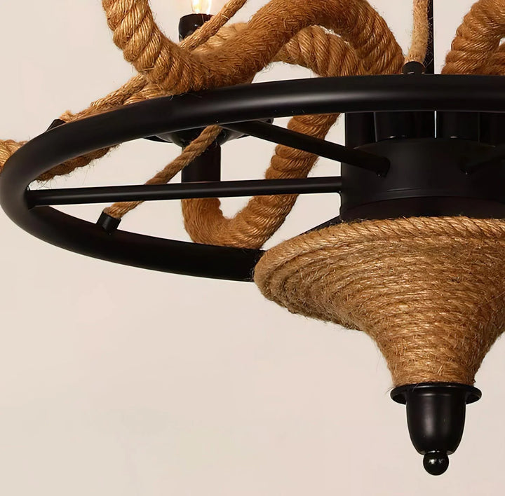 Vintage Hemp Rope Chandelier 12