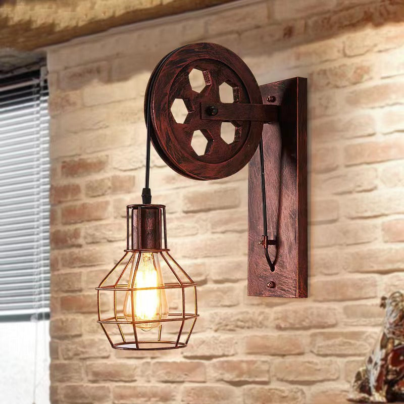 Vintage Iron Wall Lamp in bar