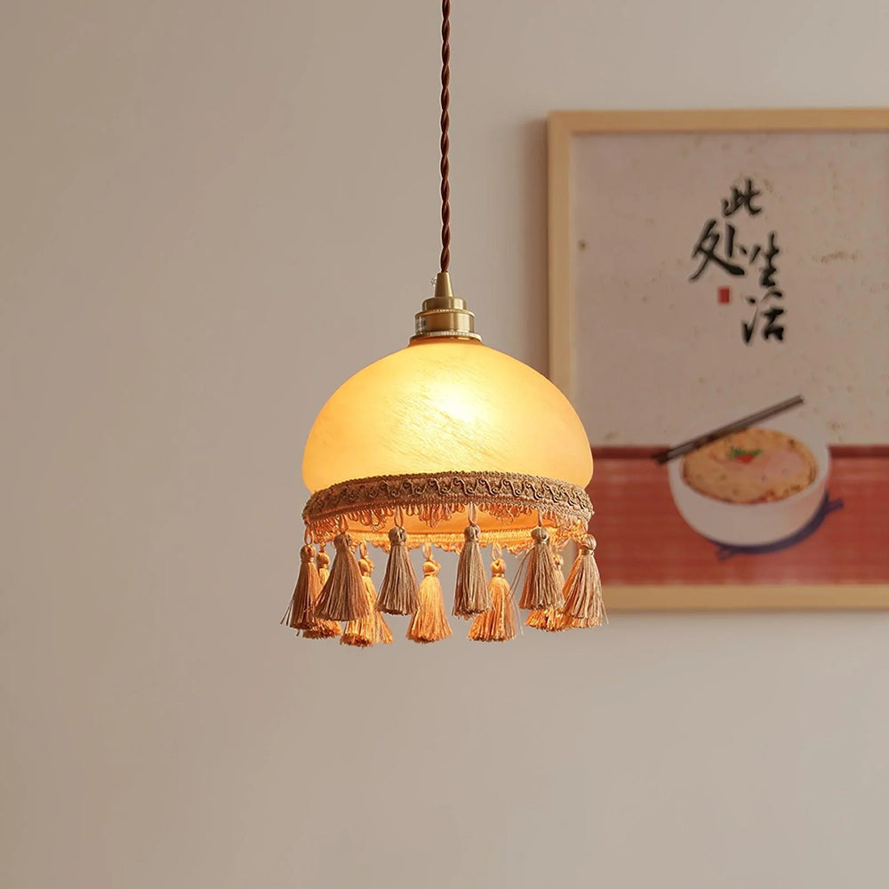 Vintage Tassel Brass Pendant Light 1