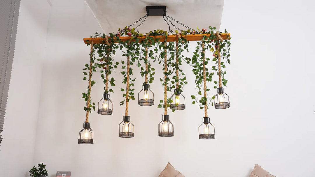 Vintage Wood Green Chandelier New 7