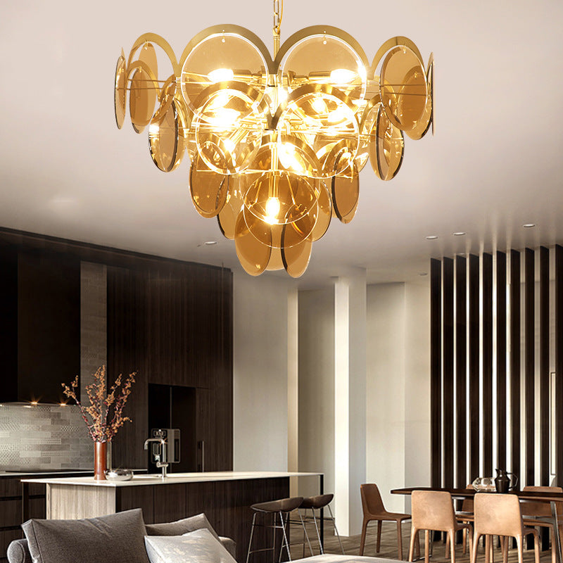 Vistosi Smoked Glass Disc Chandelier 0