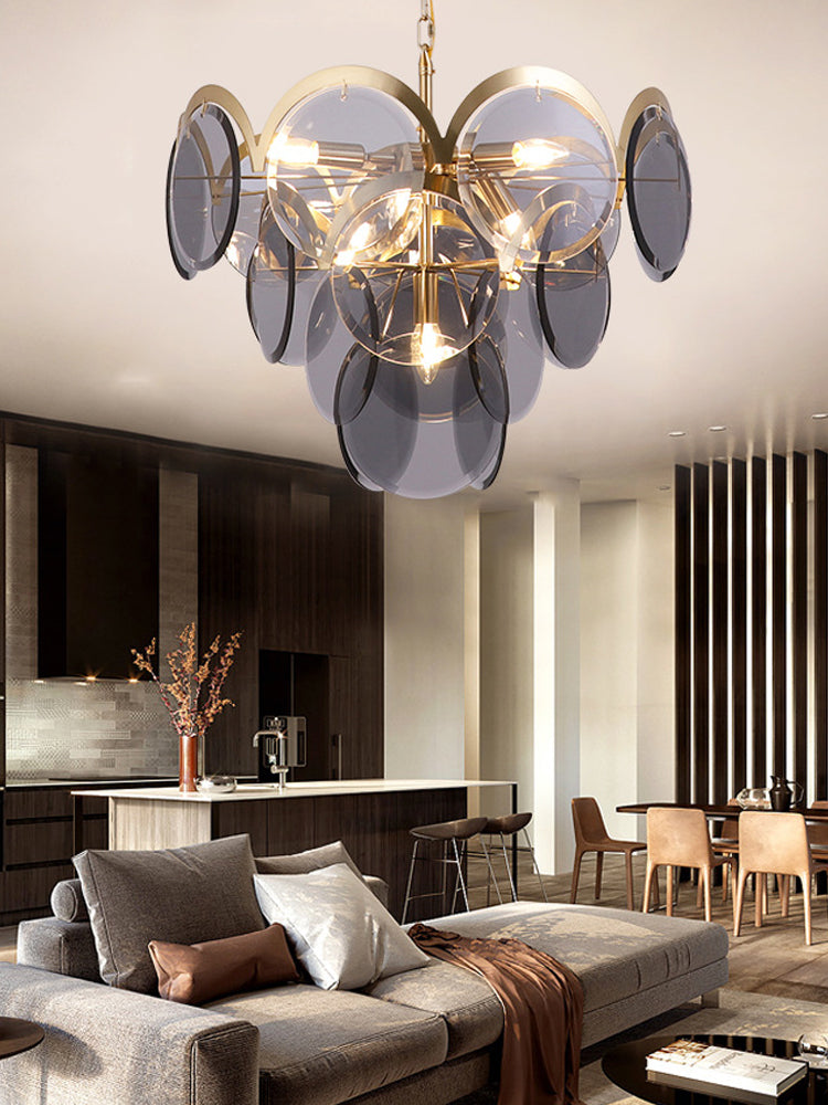 Vistosi Smoked Glass Disc Chandelier 11