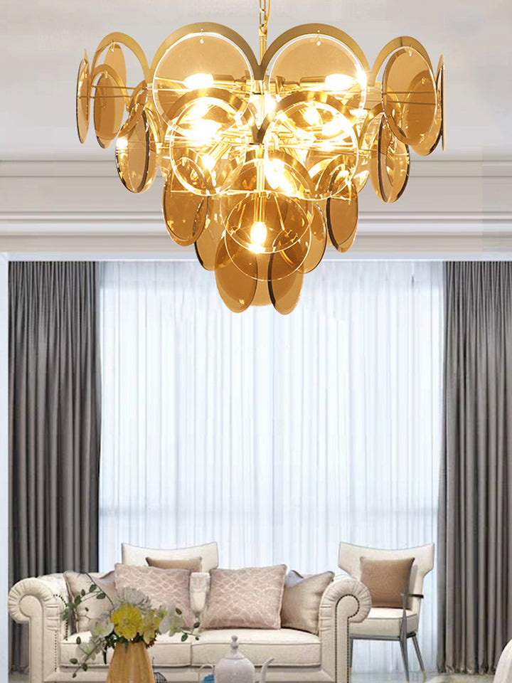 Vistosi Smoked Glass Disc Chandelier 12