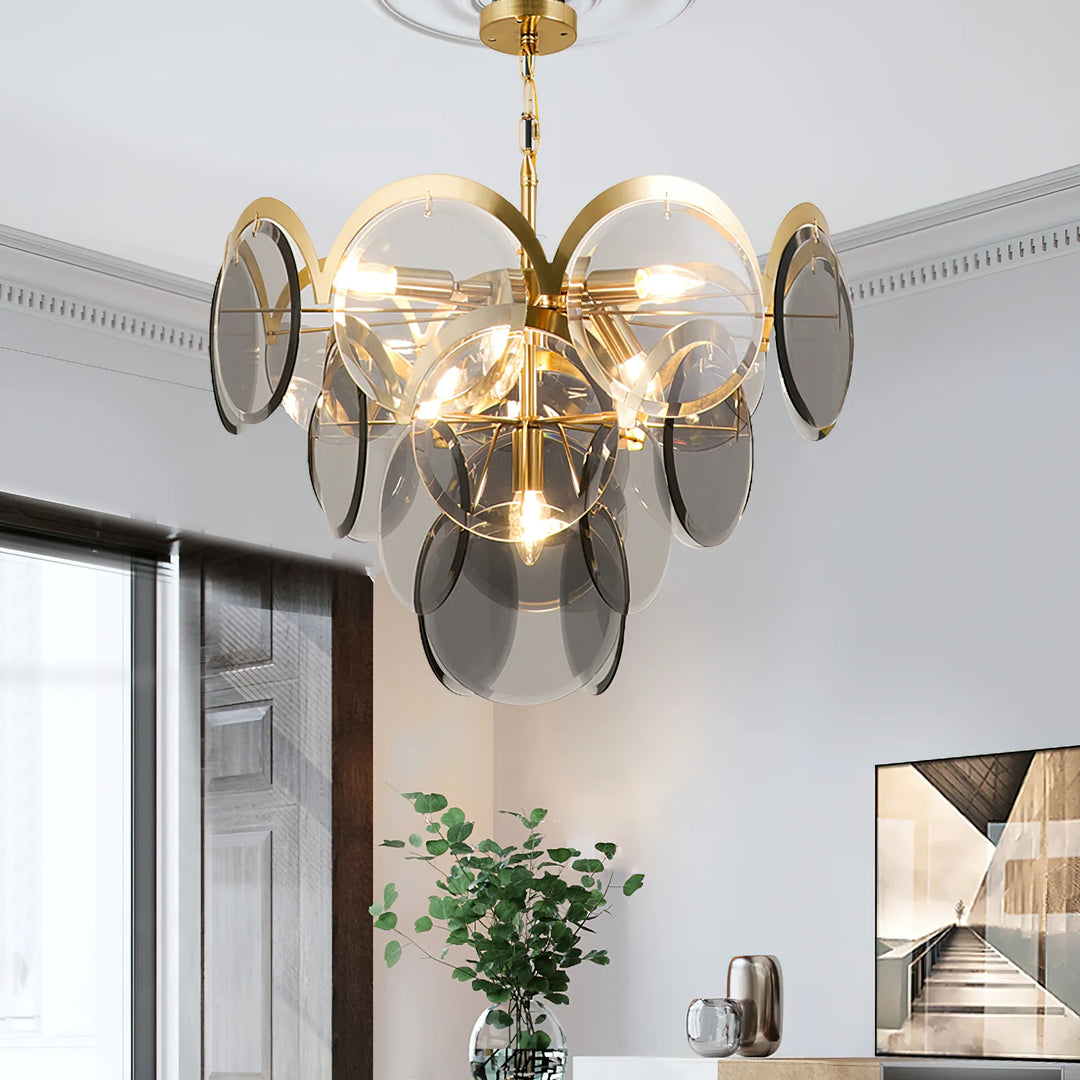 Vistosi Smoked Glass Disc Chandelier 6