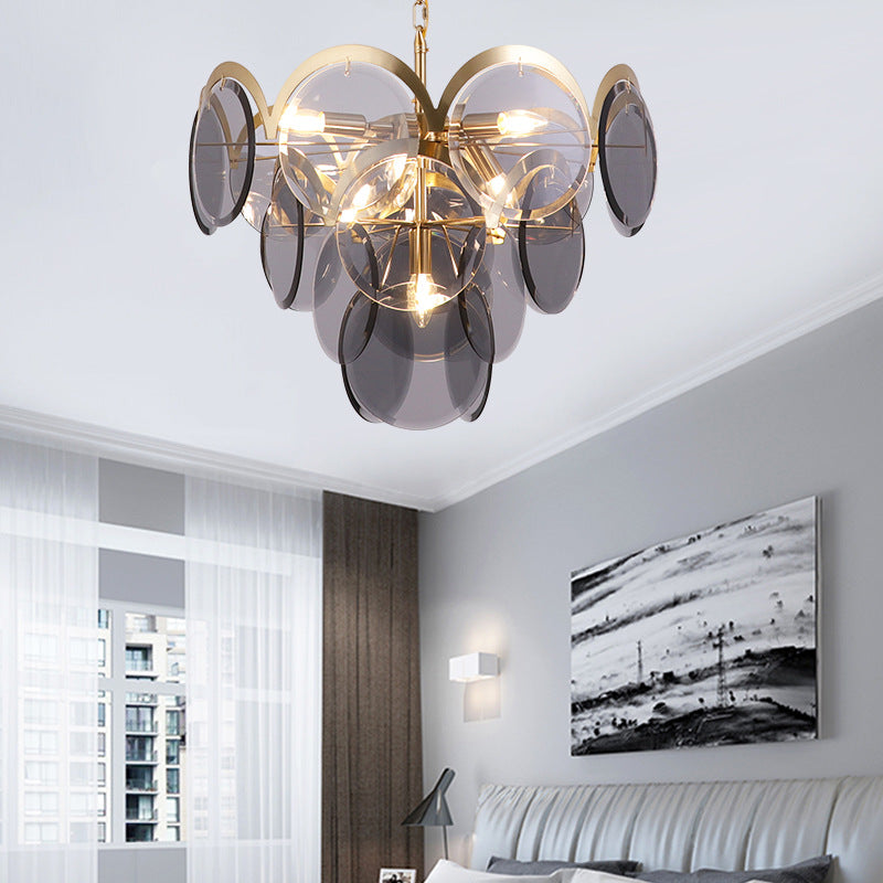 Vistosi Smoked Glass Disc Chandelier 9