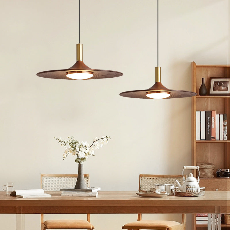 Walnut Wood Dish LED Pendant Light 1