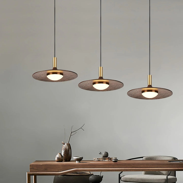 Walnut Wood Dish LED Pendant Light 10