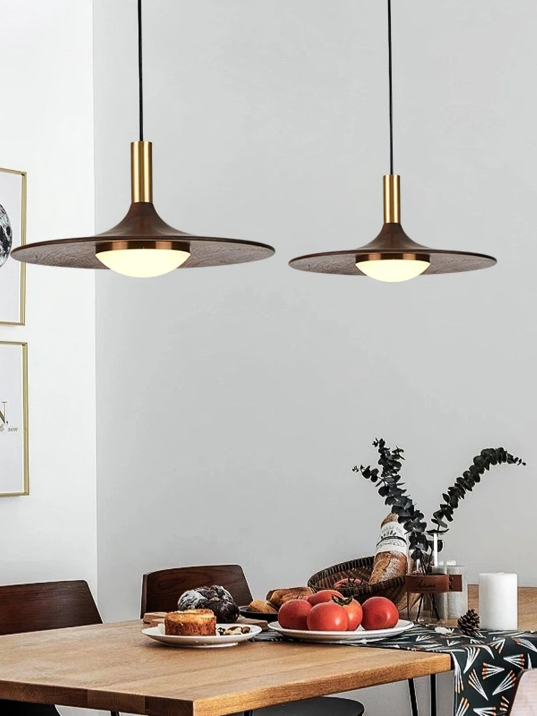 Walnut Wood Dish LED Pendant Light 11