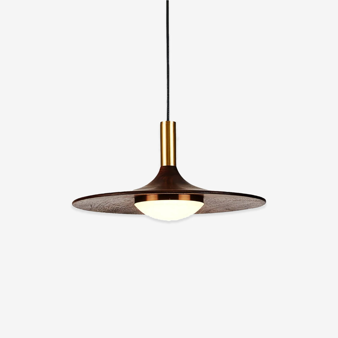 Walnut Wood Dish LED Pendant Light 14