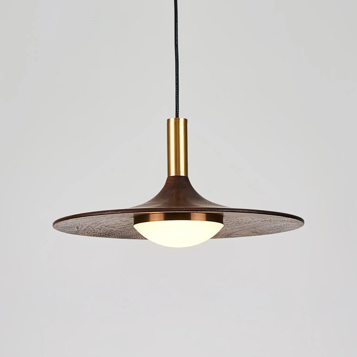 Walnut Wood Dish LED Pendant Light 16