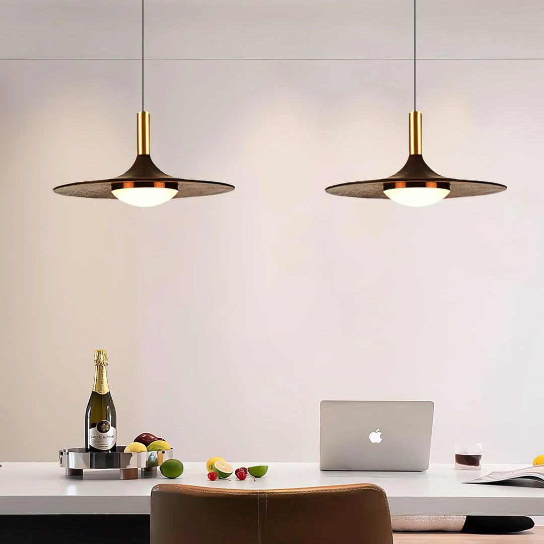 Walnut Wood Dish LED Pendant Light 5